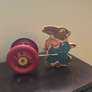 Antique toy wooden rabbit from NNHill Brass co East Hampton conn